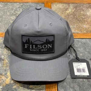 Filson Men's Rope Trucker Charcoal Gray Black Scenic Patch Snapback Cap Hat NWT